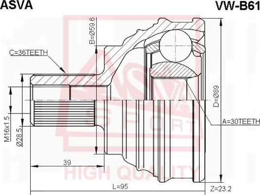 ASVA VW-B61 - Jeu de joints, arbre de transmission cwaw.fr