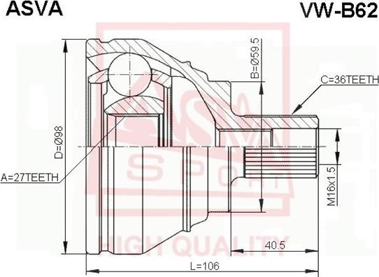 ASVA VW-B62 - Jeu de joints, arbre de transmission cwaw.fr