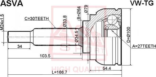 ASVA VW-TG - Jeu de joints, arbre de transmission cwaw.fr