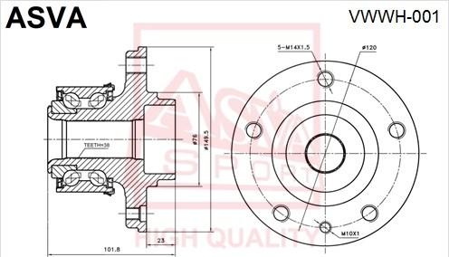 ASVA VWWH-001 - Moyeu de roue cwaw.fr