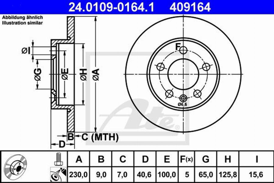 ATE 409164 - Disque de frein cwaw.fr