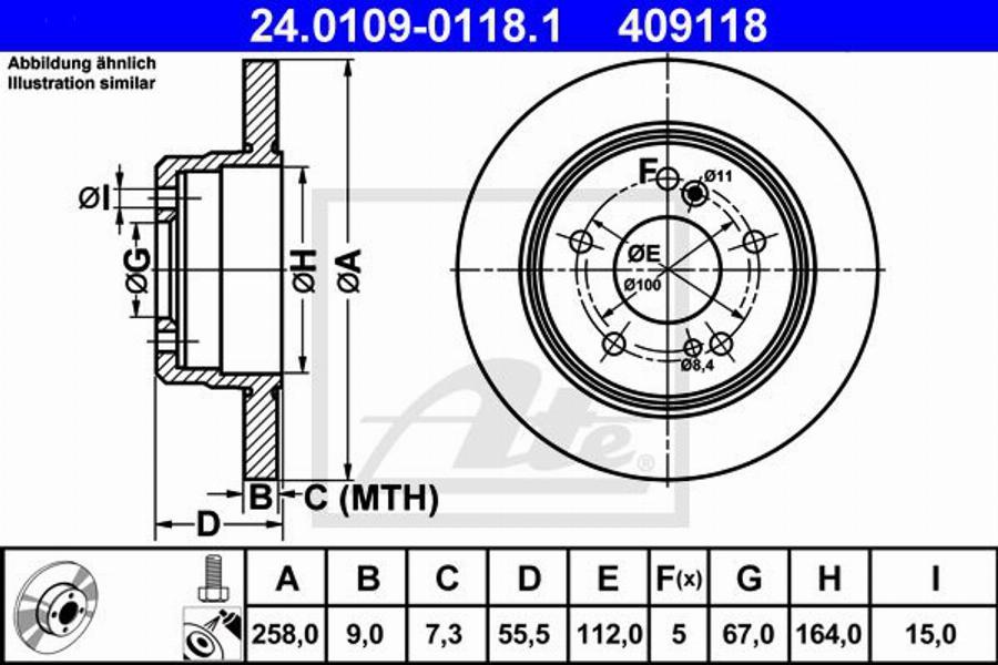 ATE 409118 - Disque de frein cwaw.fr