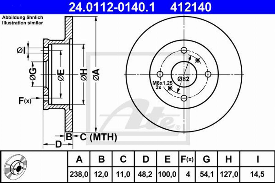 ATE 412140 - Disque de frein cwaw.fr