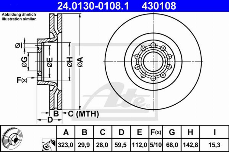 ATE 430108 - Disque de frein cwaw.fr