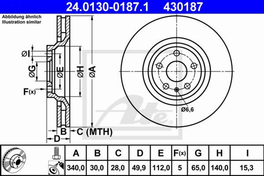 ATE 430187 - Disque de frein cwaw.fr