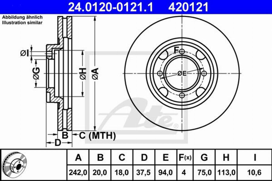 ATE 420121 - Disque de frein cwaw.fr