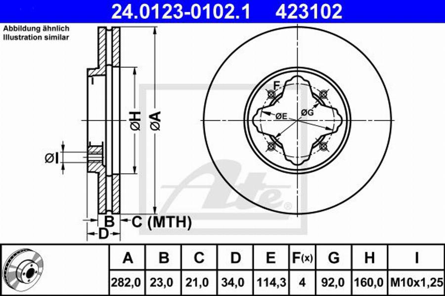 ATE 423102 - Disque de frein cwaw.fr