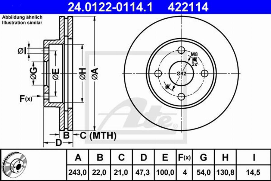 ATE 422114 - Disque de frein cwaw.fr