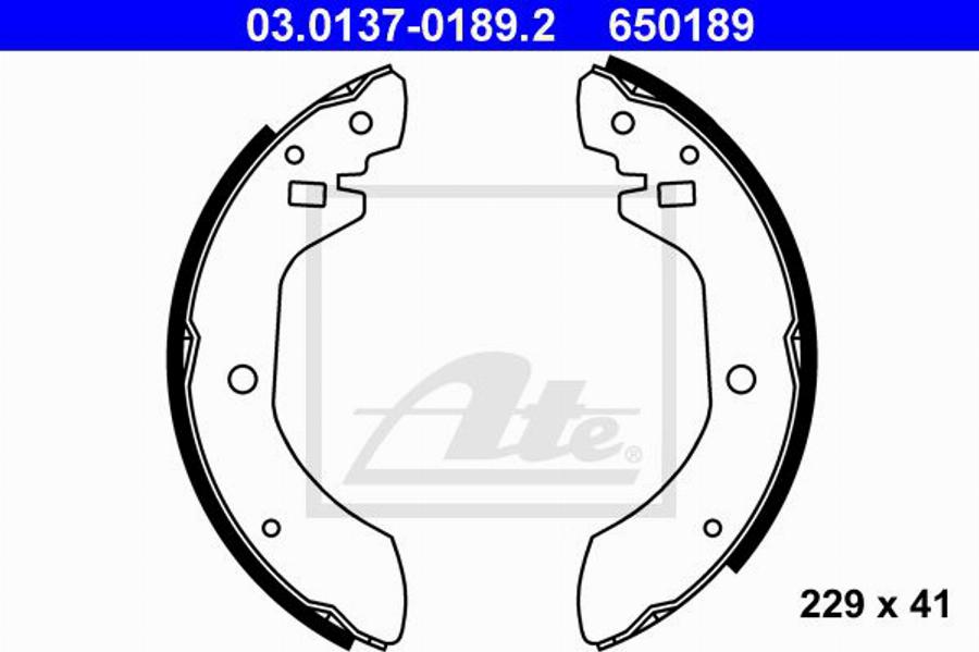 ATE 650189 - Jeu de mâchoires de frein cwaw.fr