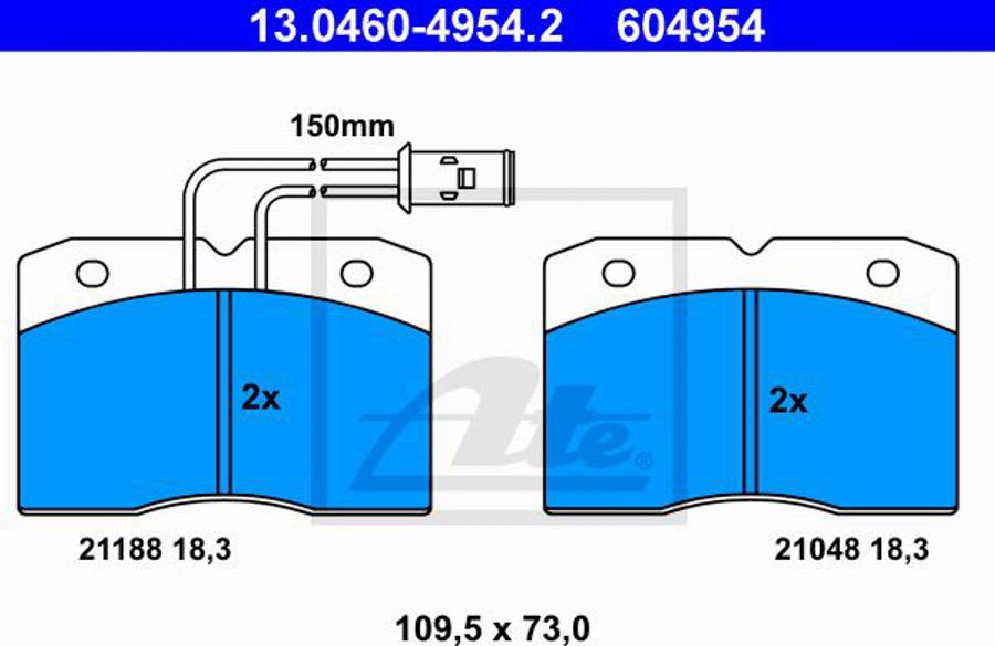 ATE 604954 - Kit de plaquettes de frein, frein à disque cwaw.fr