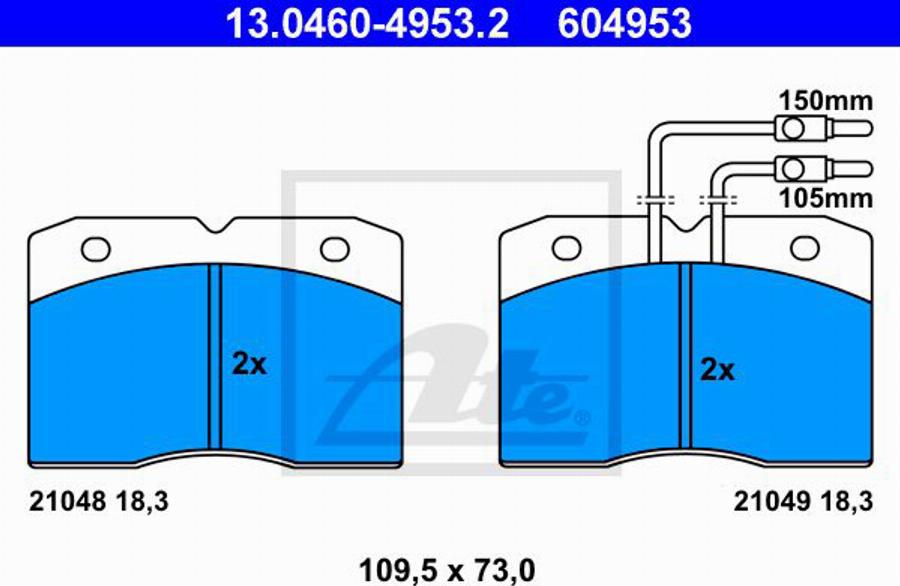 ATE 604953 - Kit de plaquettes de frein, frein à disque cwaw.fr