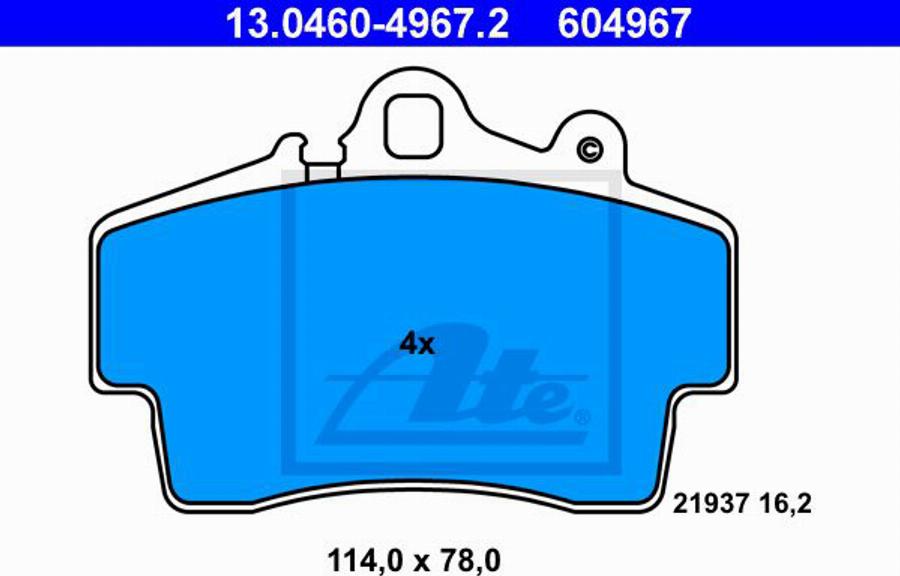 ATE 604967 - Kit de plaquettes de frein, frein à disque cwaw.fr