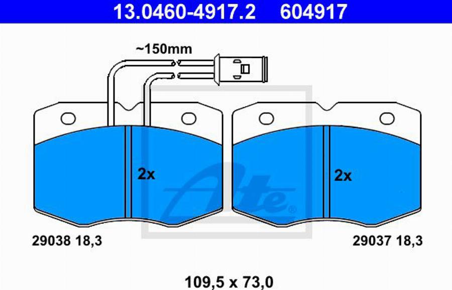 ATE 604917 - Kit de plaquettes de frein, frein à disque cwaw.fr