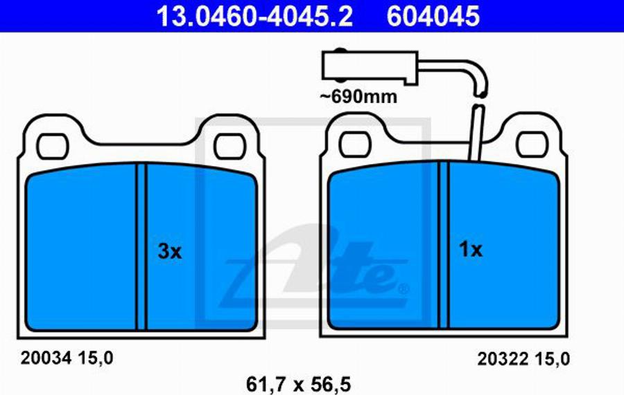 ATE 604045 - Kit de plaquettes de frein, frein à disque cwaw.fr