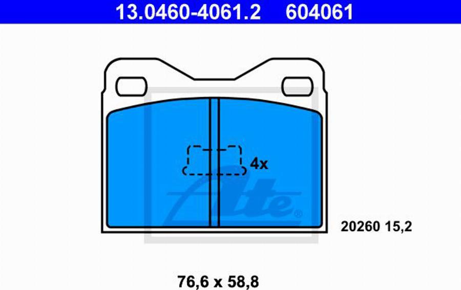 ATE 604061 - Kit de plaquettes de frein, frein à disque cwaw.fr