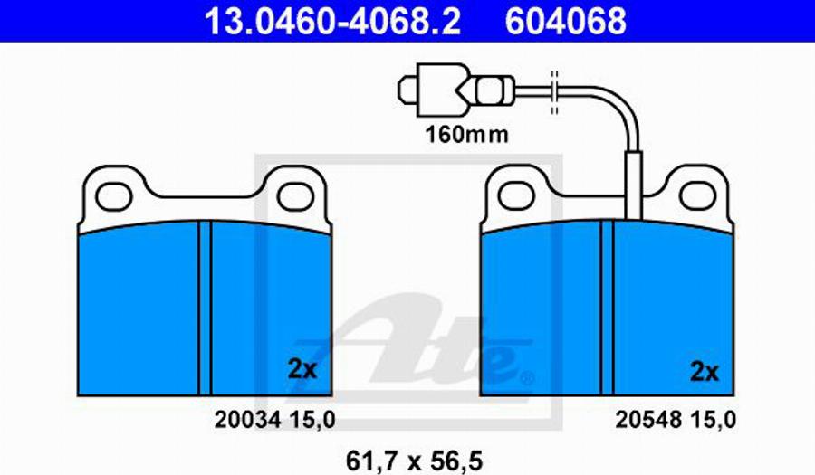 ATE 604068 - Kit de plaquettes de frein, frein à disque cwaw.fr