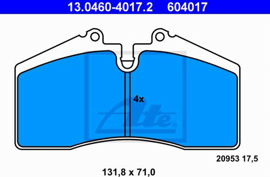 ATE 604017 - Kit de plaquettes de frein, frein à disque cwaw.fr