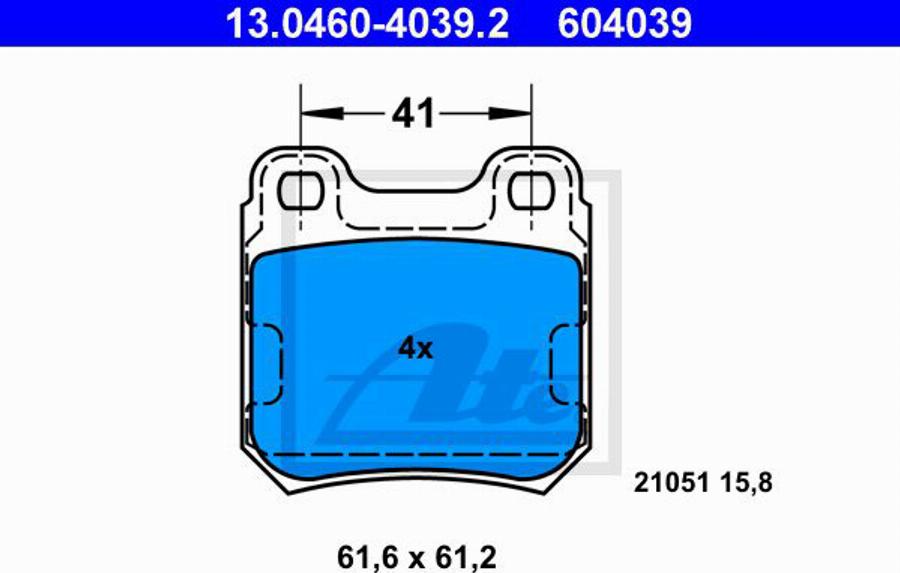 ATE 604039 - Kit de plaquettes de frein, frein à disque cwaw.fr