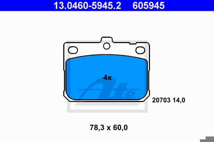 ATE 605945 - Kit de plaquettes de frein, frein à disque cwaw.fr