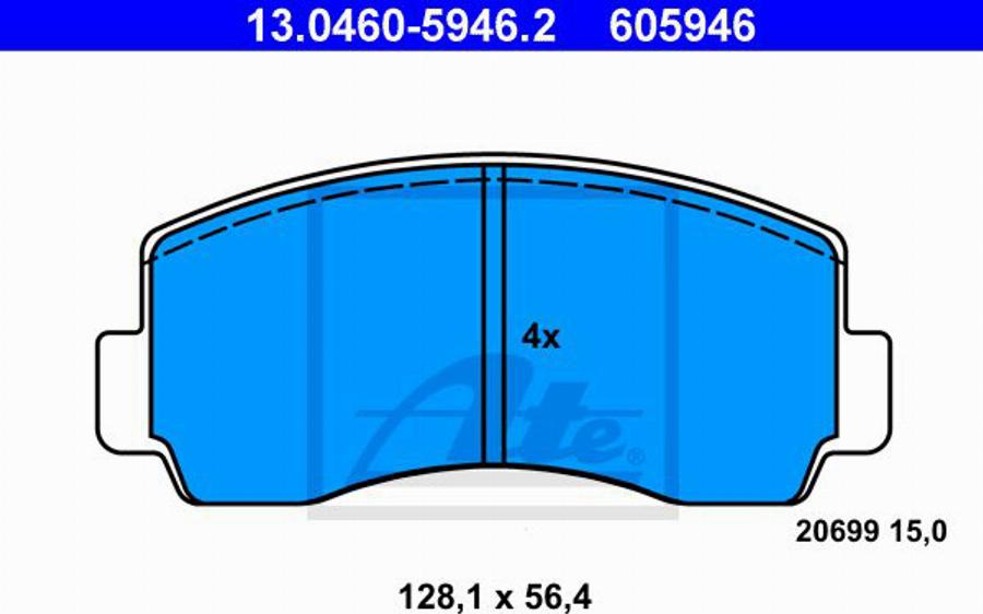 ATE 605946 - Kit de plaquettes de frein, frein à disque cwaw.fr