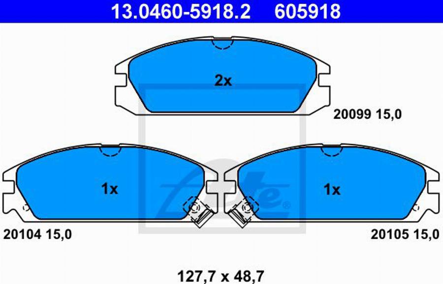 ATE 605918 - Kit de plaquettes de frein, frein à disque cwaw.fr