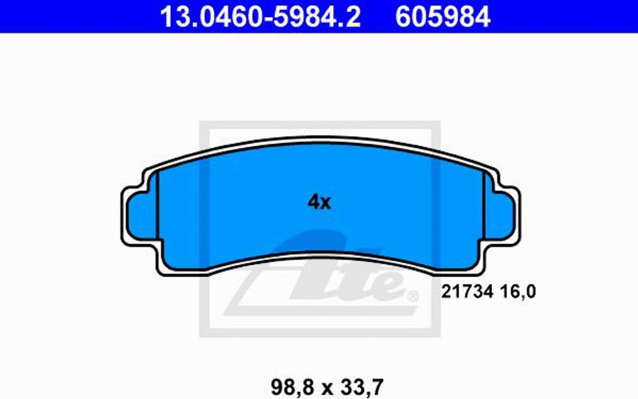 ATE 605984 - Kit de plaquettes de frein, frein à disque cwaw.fr