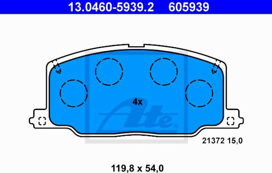 ATE 605939 - Kit de plaquettes de frein, frein à disque cwaw.fr