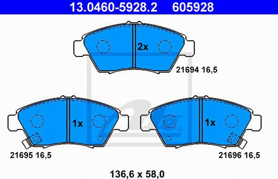 ATE 605928 - Kit de plaquettes de frein, frein à disque cwaw.fr