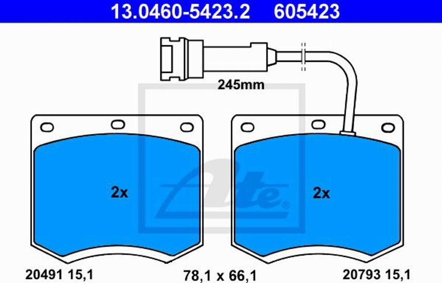 ATE 605423 - Kit de plaquettes de frein, frein à disque cwaw.fr