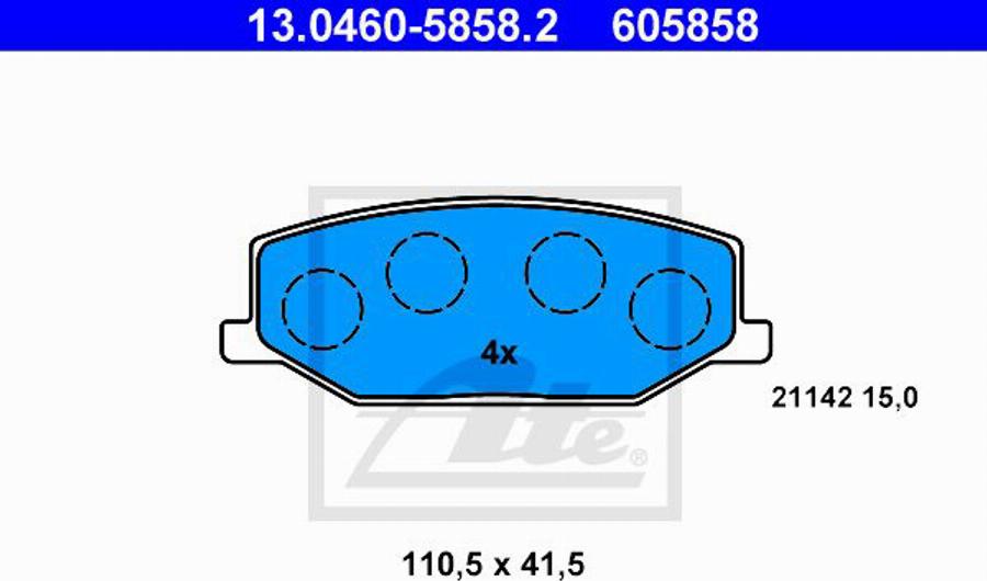 ATE 605858 - Kit de plaquettes de frein, frein à disque cwaw.fr