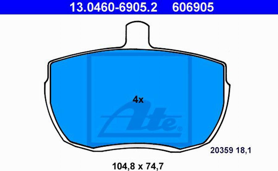 ATE 606905 - Kit de plaquettes de frein, frein à disque cwaw.fr