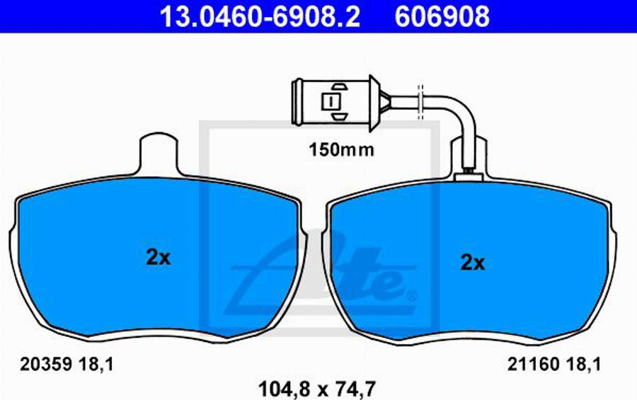 ATE 606908 - Kit de plaquettes de frein, frein à disque cwaw.fr