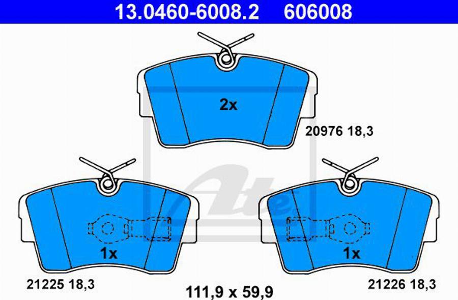 ATE 606008 - Kit de plaquettes de frein, frein à disque cwaw.fr