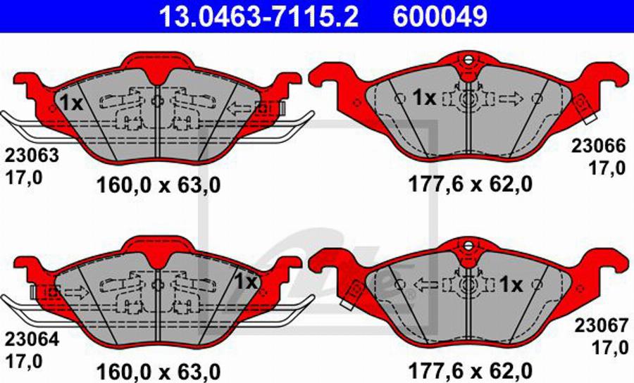 ATE 600049 - Kit de plaquettes de frein, frein à disque cwaw.fr