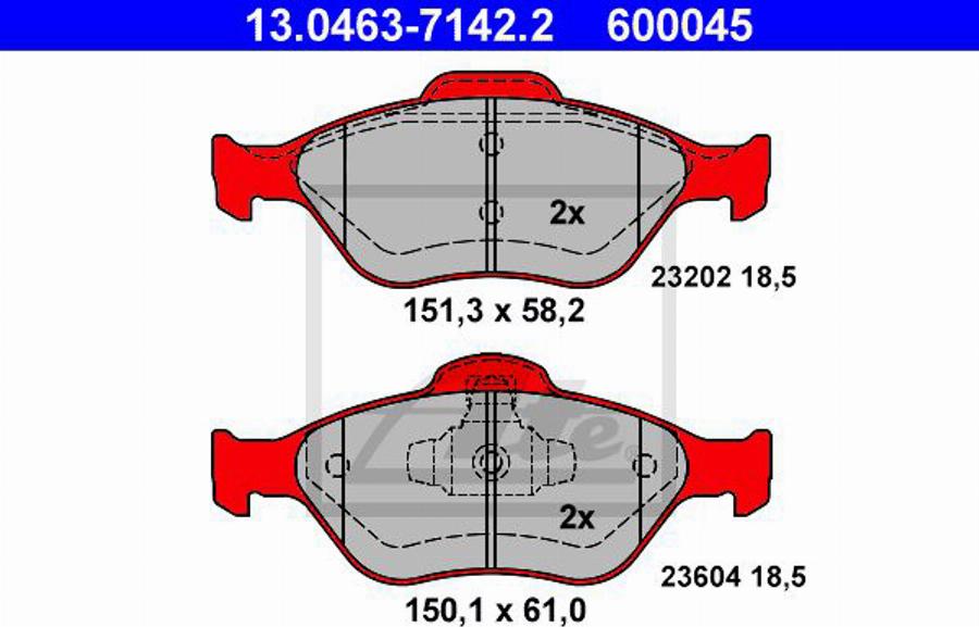 ATE 600045 - Kit de plaquettes de frein, frein à disque cwaw.fr