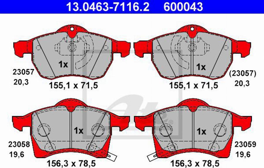 ATE 600043 - Kit de plaquettes de frein, frein à disque cwaw.fr