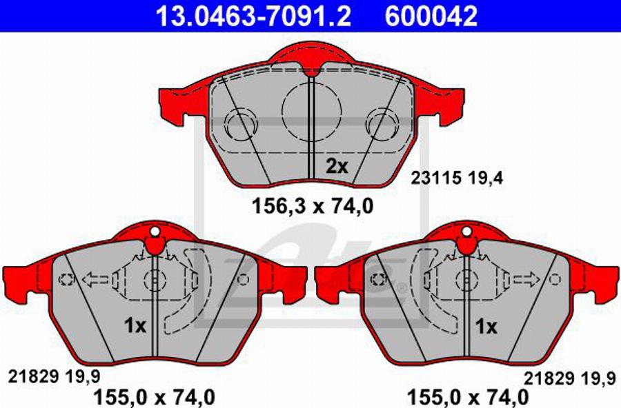 ATE 600042 - Kit de plaquettes de frein, frein à disque cwaw.fr