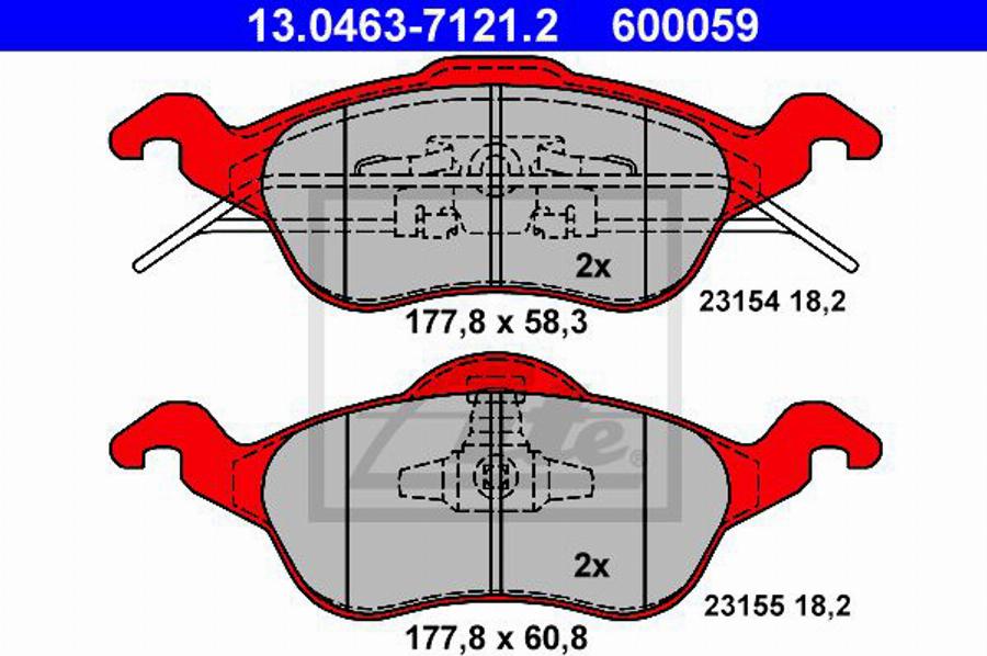 ATE 600059 - Kit de plaquettes de frein, frein à disque cwaw.fr