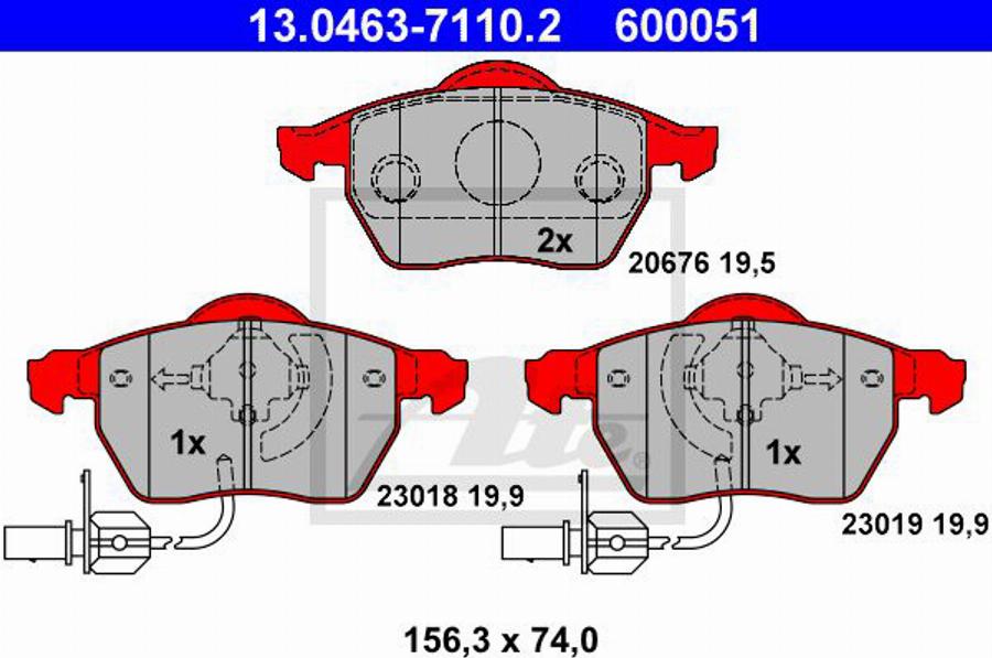 ATE 600051 - Kit de plaquettes de frein, frein à disque cwaw.fr