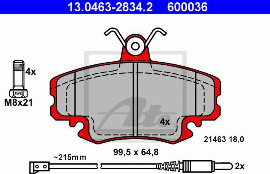 ATE 600036 - Kit de plaquettes de frein, frein à disque cwaw.fr