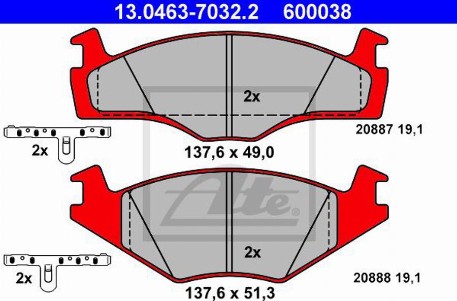 ATE 600038 - Kit de plaquettes de frein, frein à disque cwaw.fr