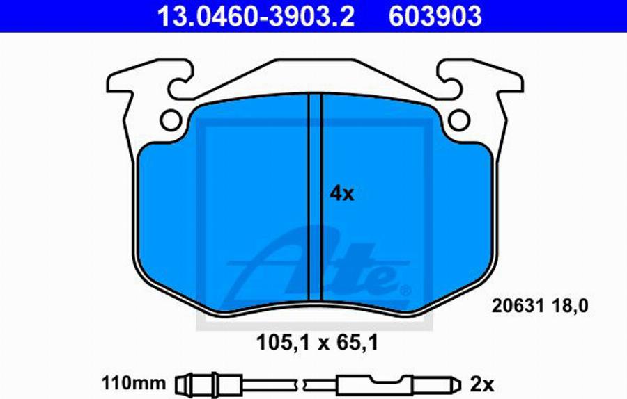 ATE 603903 - Kit de plaquettes de frein, frein à disque cwaw.fr