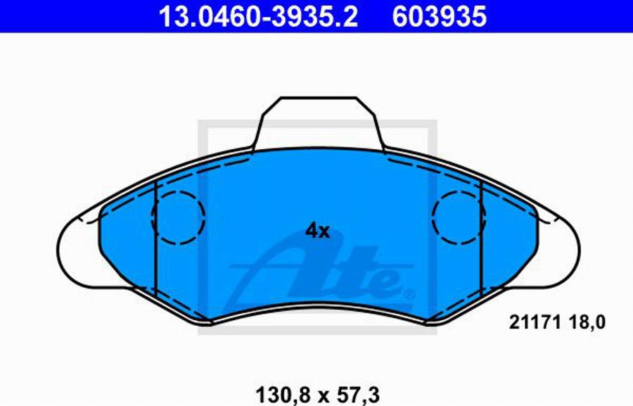 ATE 603935 - Kit de plaquettes de frein, frein à disque cwaw.fr