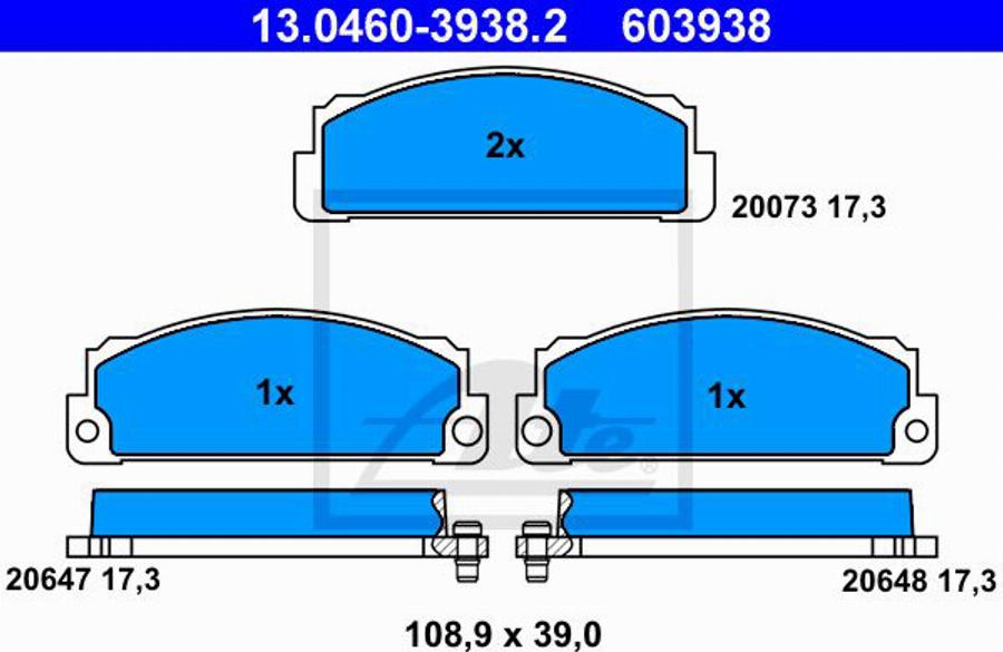 ATE 603938 - Kit de plaquettes de frein, frein à disque cwaw.fr