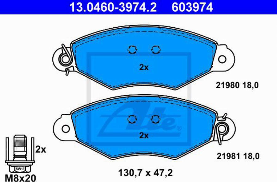 ATE 603974 - Kit de plaquettes de frein, frein à disque cwaw.fr