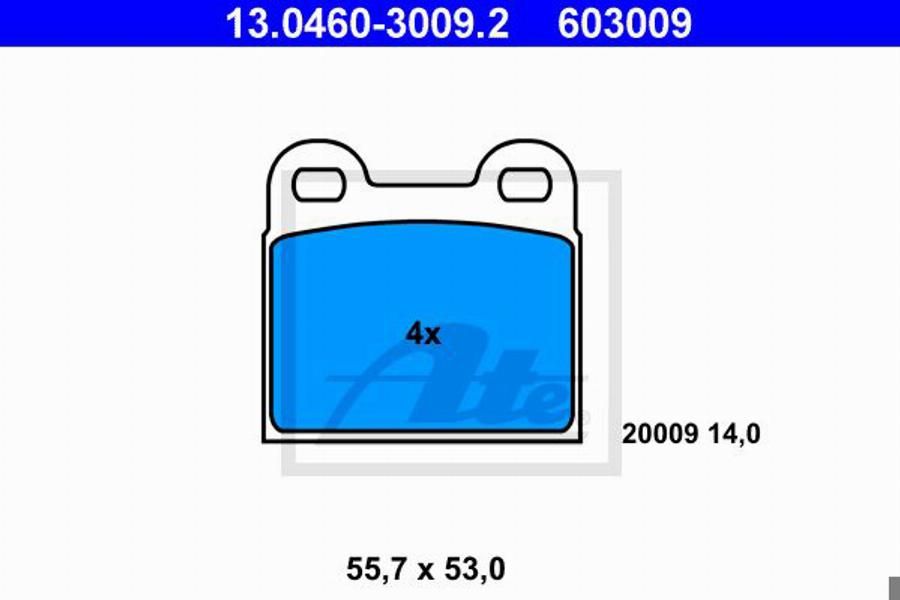 ATE 603009 - Kit de plaquettes de frein, frein à disque cwaw.fr