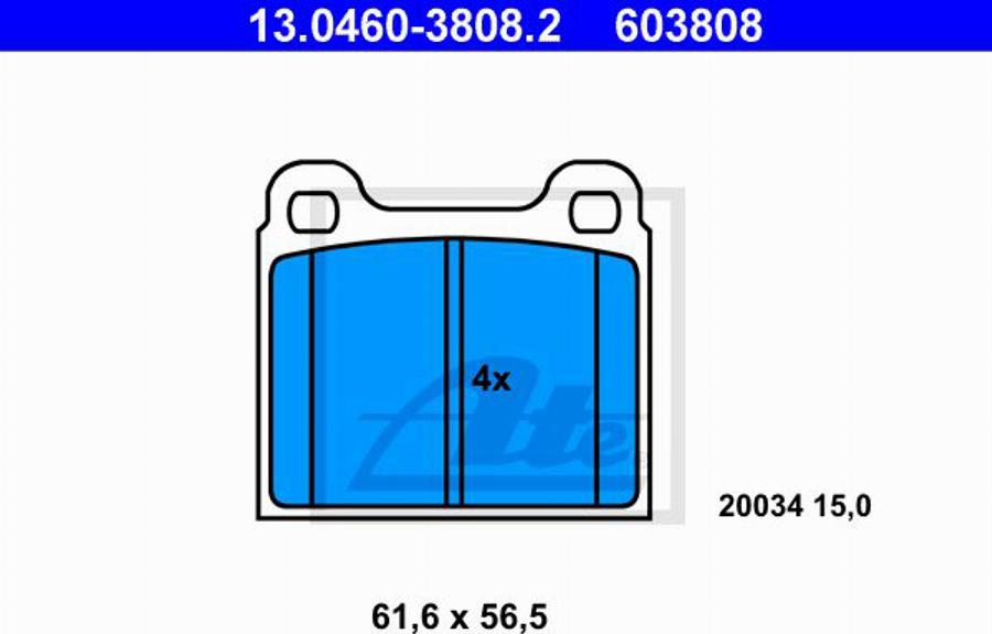 ATE 603808 - Kit de plaquettes de frein, frein à disque cwaw.fr