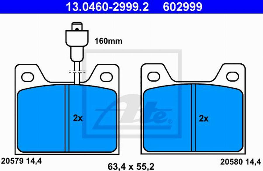 ATE 602999 - Kit de plaquettes de frein, frein à disque cwaw.fr