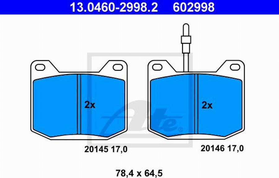 ATE 602998 - Kit de plaquettes de frein, frein à disque cwaw.fr