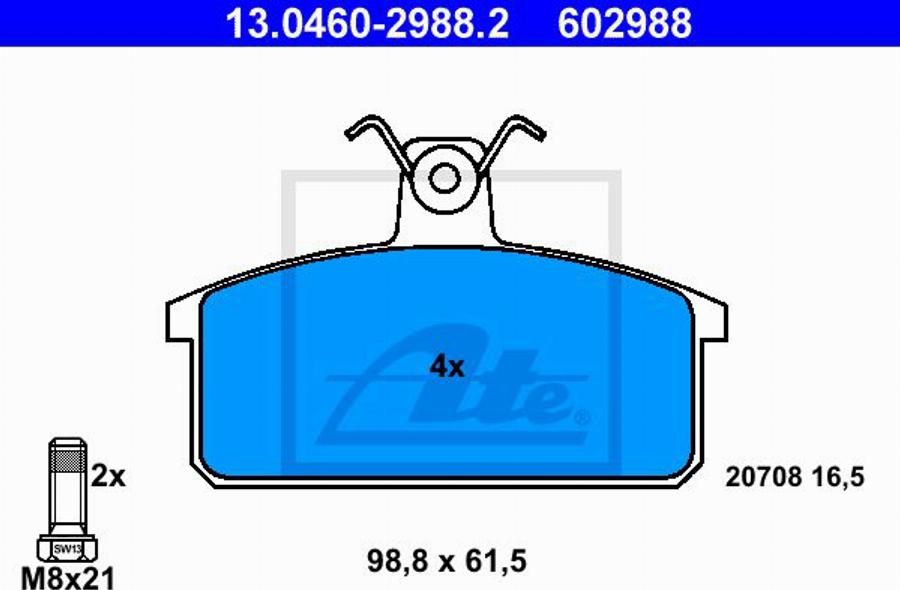 ATE 602988 - Kit de plaquettes de frein, frein à disque cwaw.fr